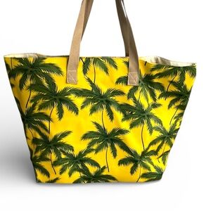 CC Boutique Large Palm Tote Bag NWOT Yellow and Green